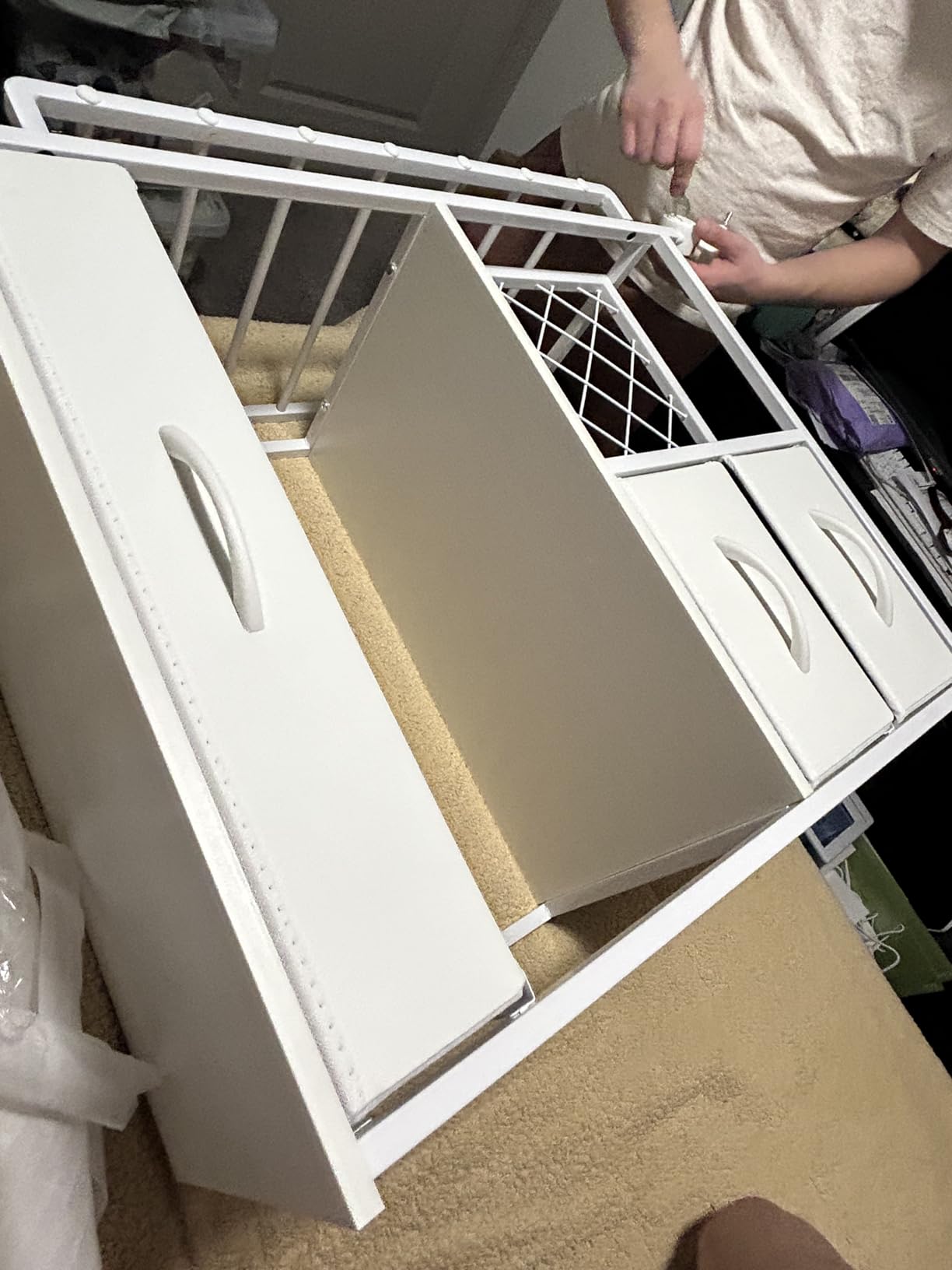 Storage cart Compatible with Cricut Machines Stand Cutting Machine Stand with Drawers and Vinyl Roll Holder Rolling Craft Cabinet Table for Cricut Craft Workstation for cart Craft Room (White) customer photo 2