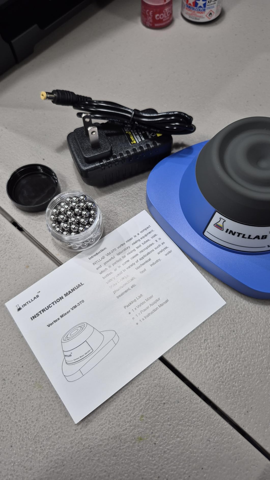 INTLLAB Mini Vortex Mixer with Touch Function, Lab Mixing, Nail Polish, Eyelash Adhesives and Acrylic Paints Mixing, Lab Vortexer for Tubes, Include 120 pcs Stainless Steel Mixing Balls customer photo 1