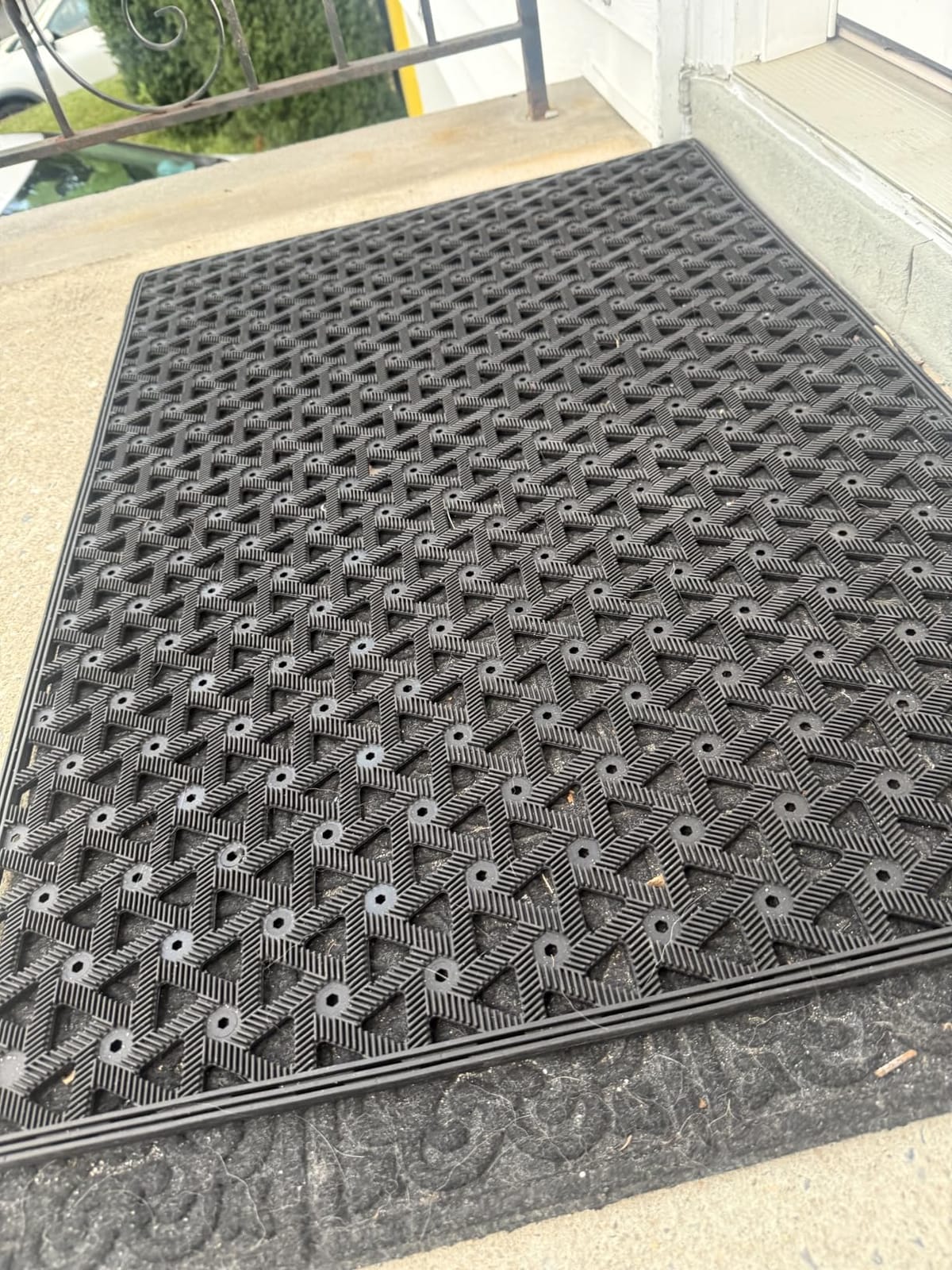 DEXI Front Door Mat Outside Entrance Rubber Floor Doormat, 19x30 Black | Welcome Heavy Duty Non Slip, Dirt Trapper Waterproof Exterior Entry Mats All Weather for Patio Entryway Drainage customer photo 1