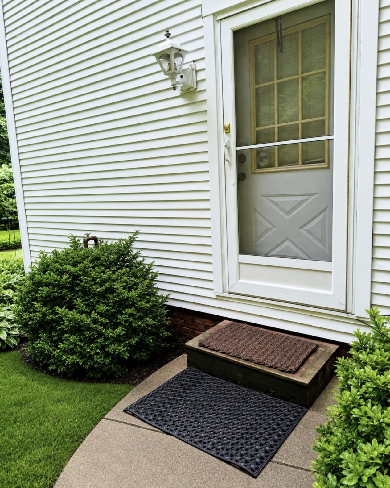 DEXI Front Door Mat Outside Entrance Rubber Floor Doormat, 19x30 Black | Welcome Heavy Duty Non Slip, Dirt Trapper Waterproof Exterior Entry Mats All Weather for Patio Entryway Drainage customer photo 2
