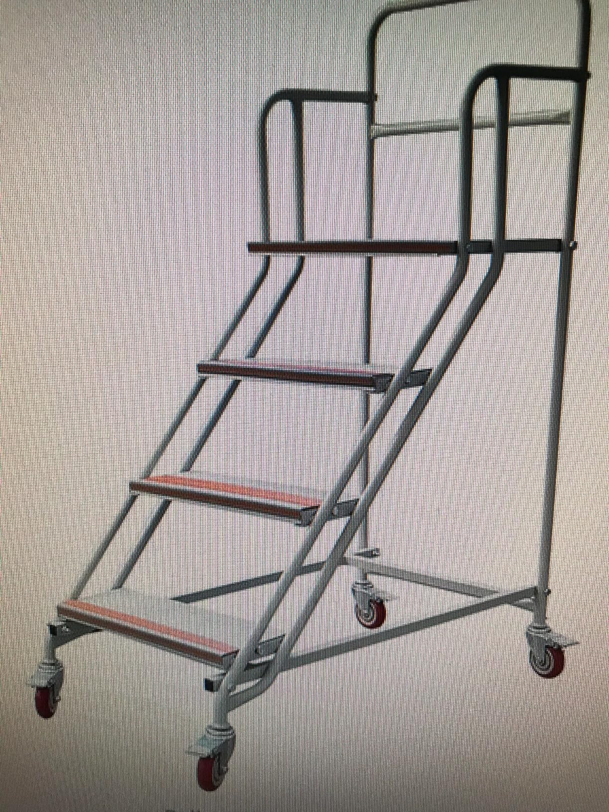 Rolling Industrial & Warehouse 4 Steps Ladder with Wheels, 39.4