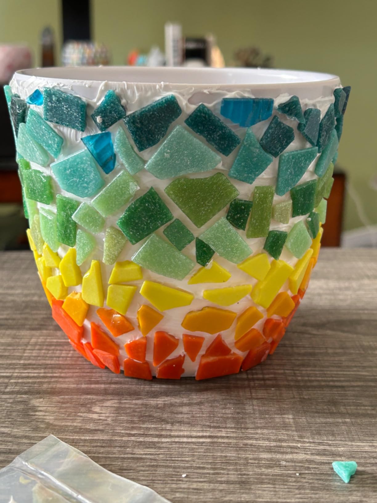 jiezaidada Adult DIY Mosaic Flower Pot Kit, Glass Tile Planter Craft with Step-by-Step Instructions, Handmade Home Décor Gift for Women & Men customer photo 2