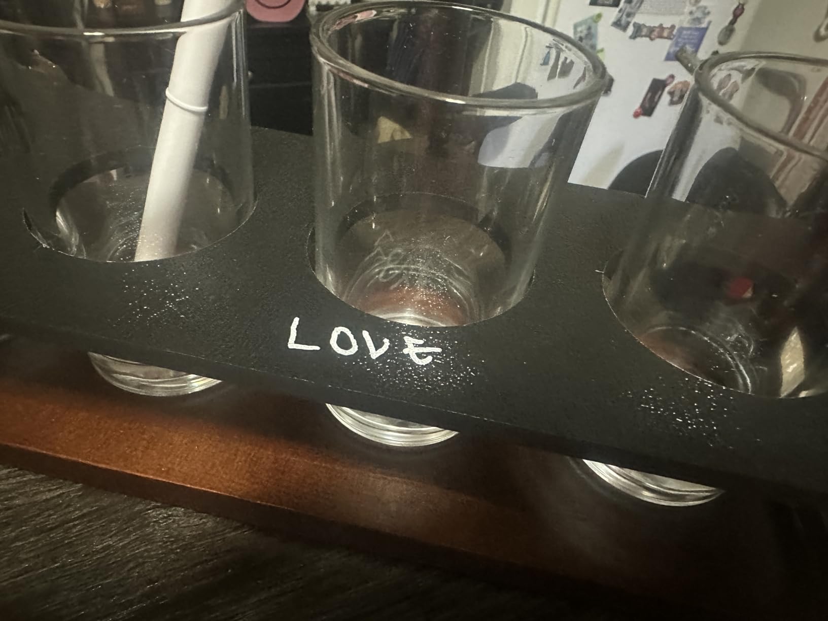 Beer Flight Boards with 4 Glasses 5oz, Wine Flight Tasting Set, Whiskey Flight Board Wood Drink Serving Tray with Erasable Chalkboard customer photo 1