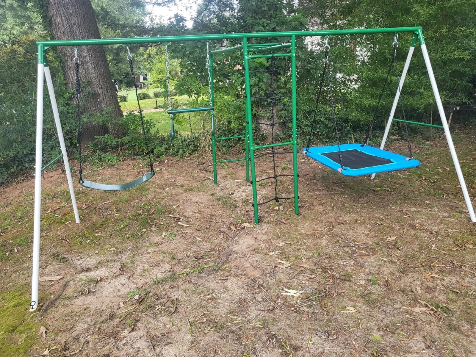 Hapfan Swing Sets for Backyard with Monkey Bars, 5 in 1 Playground Set | Monkey Bars + Belt Swing + Platform Swing + Climbing Net + Trapeze Bar, ASTM Tested | CPSC Safety Compliant customer photo 2