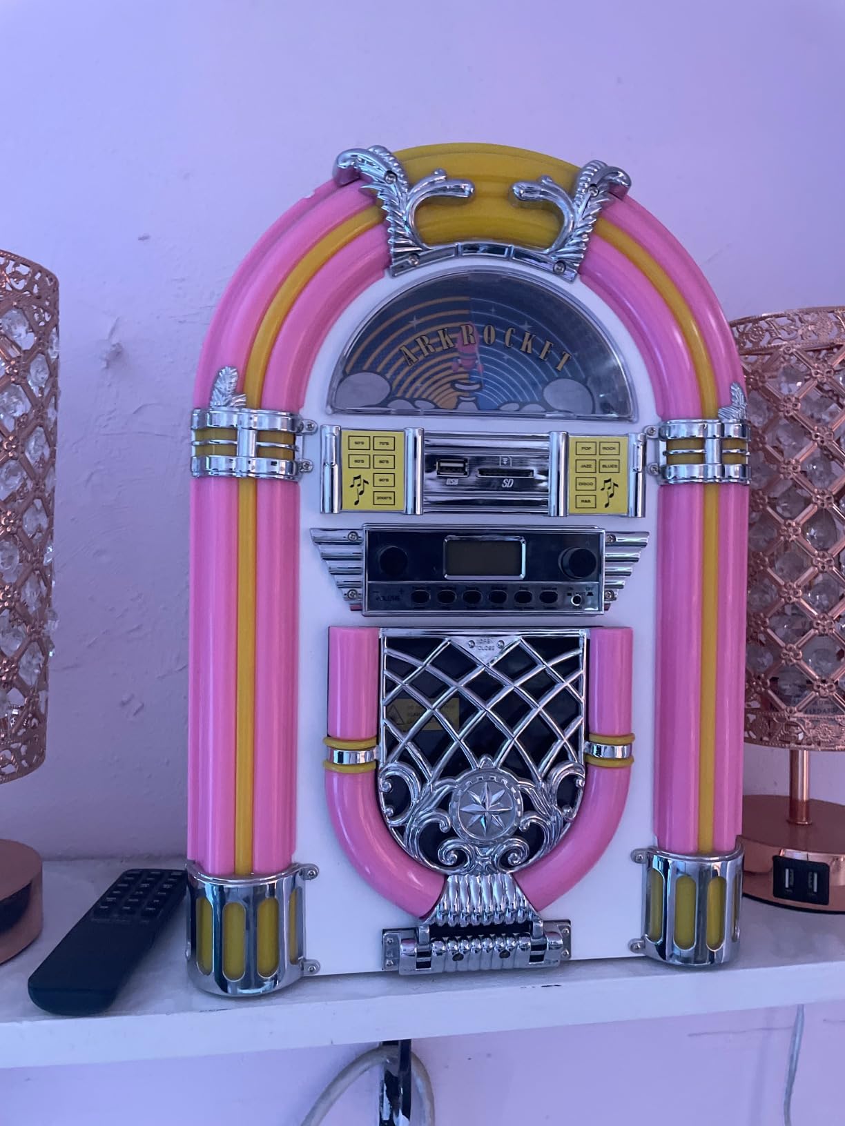 Arkrocket Athena Mini Jukebox/Tabletop CD Player/Bluetooth Speaker/Radio/USB and SD Card Player with Retro LED Lighting System customer photo 2