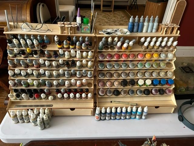 Craft Paint Storage-Modular Paint Organizer - Holds 74 Bottles of Paints, 14 Brushes, 2 Cabinets, and 6 Miniature Stands - Art Tool Storage Rack for Miniature Paint Set customer photo 1