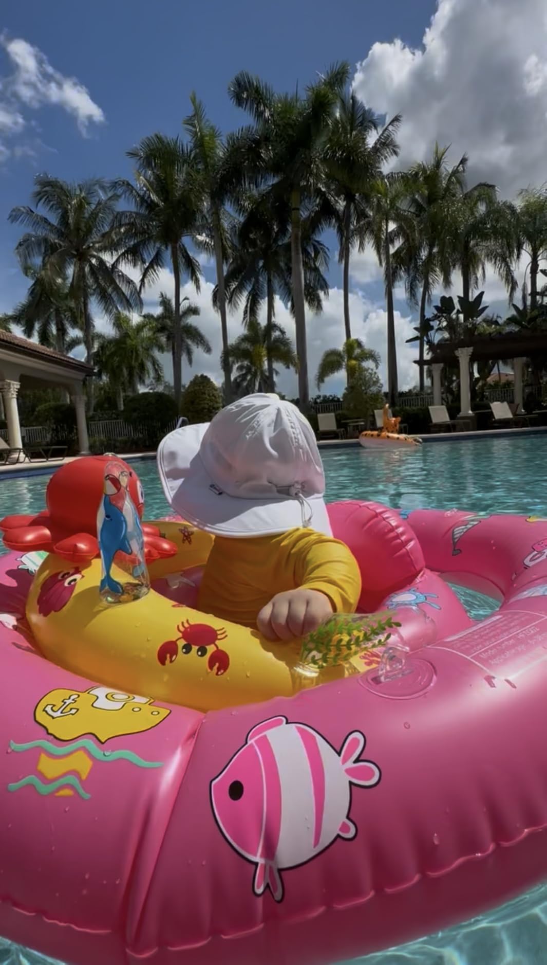 Baby Pool Float with Canopy Infant Toddler Float for 6-36 Months Boys Girls | UPF50+ Sun Protection, Inflatable Baby Swim Float with Double Air Chambers, Adjustable Safety Seat & Toy Console for Kids customer photo 2