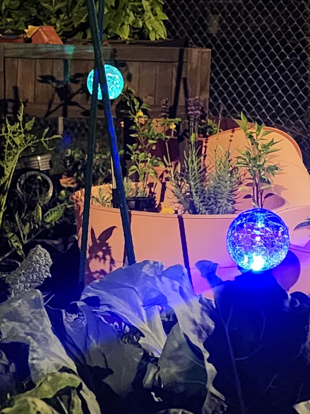 Solar Garden Lights 6 Pack, Solar Lights Outdoor Decorative | Outdoor Solar Lights for Yard Decorations Waterproof, Multi-Colored Changing Garden Globe Cracked Glass Ball with LED Lights customer photo 1