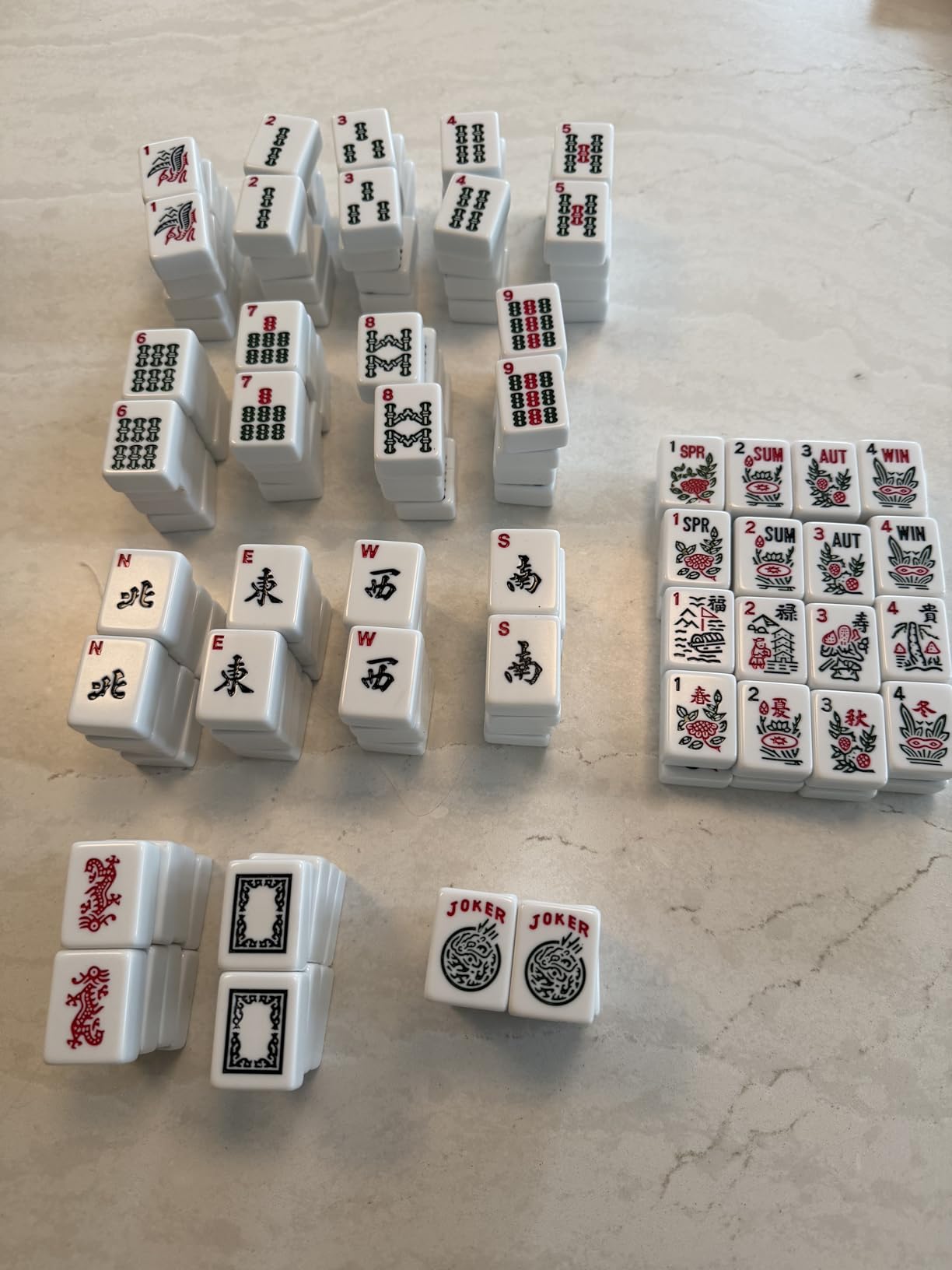ZGME American Mahjong Set,166 White Tiles with Red Bag and Accessories,4 All-in-One Mahjong Racks with Pushers,Complete Western Mahjong Set customer photo 2