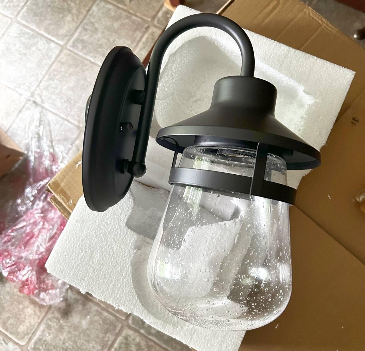 Tarentlight Outdoor Wall Sconce with Clear Seeded Glass Shade, Waterproof Exterior Fixture in Oil Rubbed Bronze Finish, Suit for Wet Locations, Easily Installed in Porch Patio Entryway, Doorway, Corridor customer photo 2