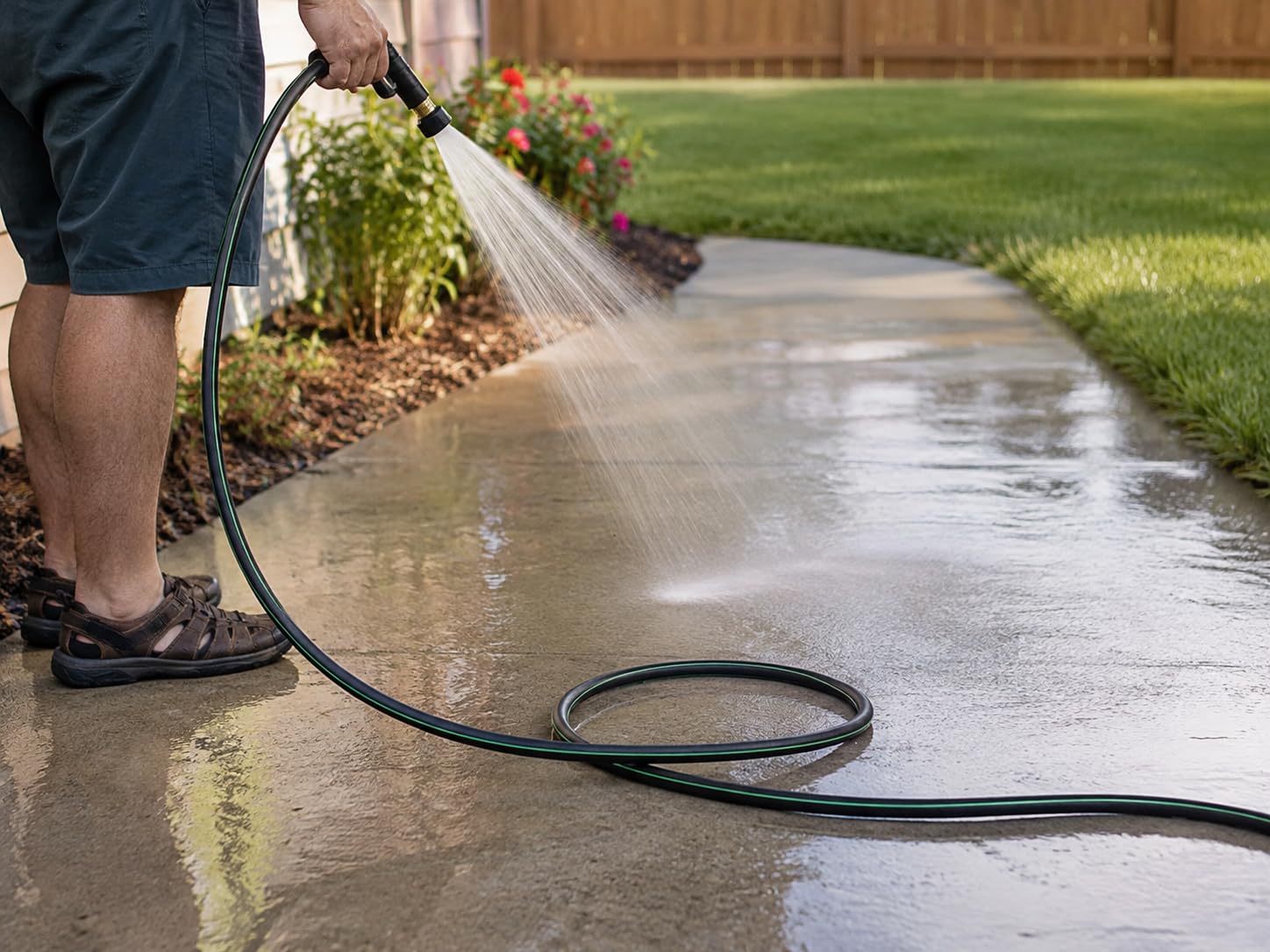 Heavy Duty Garden Hose 50ft, NON-EXPANDABLE Flexible Water Hose, Kink Resistant Lightweight Hybrid Hose, Leakproof Hose Male to Female Fittings customer photo 2