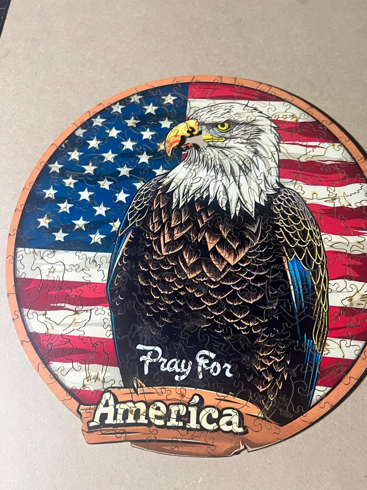 Reouinty Wooden Puzzle for Adults, Eagle Flag 200 Piece 11.2x11.2 in | Jigsaw Puzzle, Independence Day Puzzle, Beautiful Wall Decor, Unique Puzzle, Wood Puzzle for Patriot, Gifts for Family Game customer photo 2