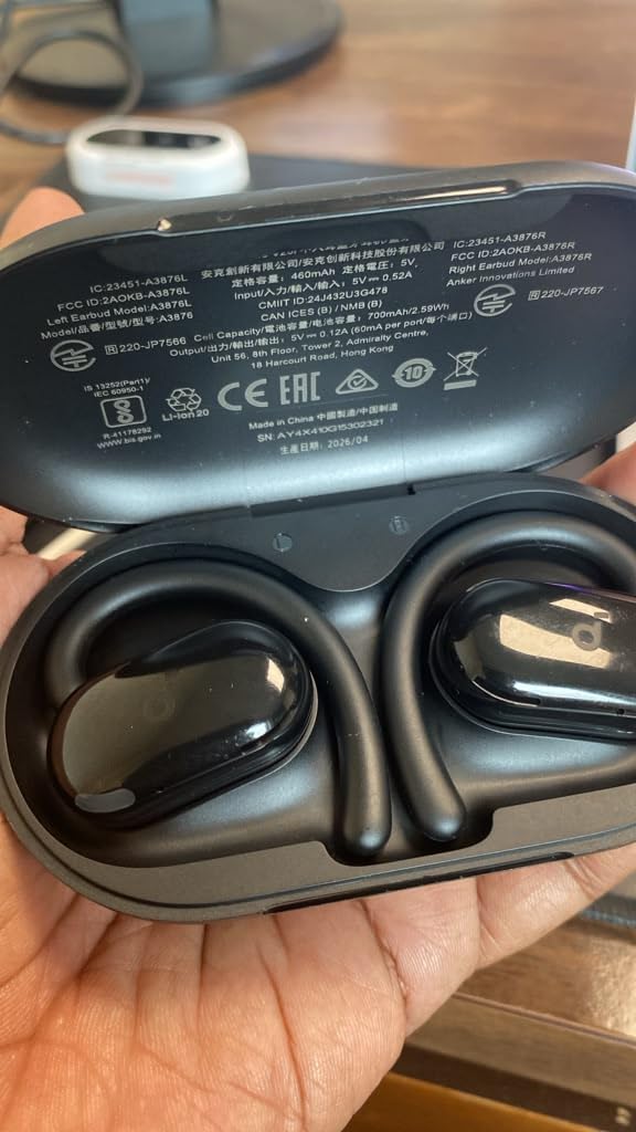 Soundcore V20i by Anker Open Ear Earbuds, Open Ear Headphones True Wireless | Adjustable Hooks, Ultra-Comfort, Snug Fit, Power Sound, Clear Calls, IP55, 36H Playtime, Bluetooth 5.4, Multipoint Connection customer photo 1