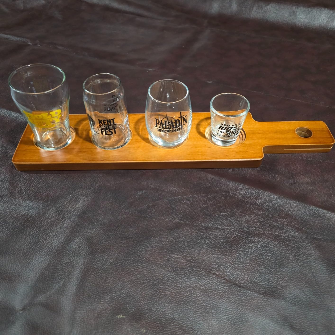 LZMS 6-Pack Walnut Flight Boards, Double-Sided Beer and Whiskey Tasting Paddles with 2.25 Inch Round and Square Slots customer photo 1
