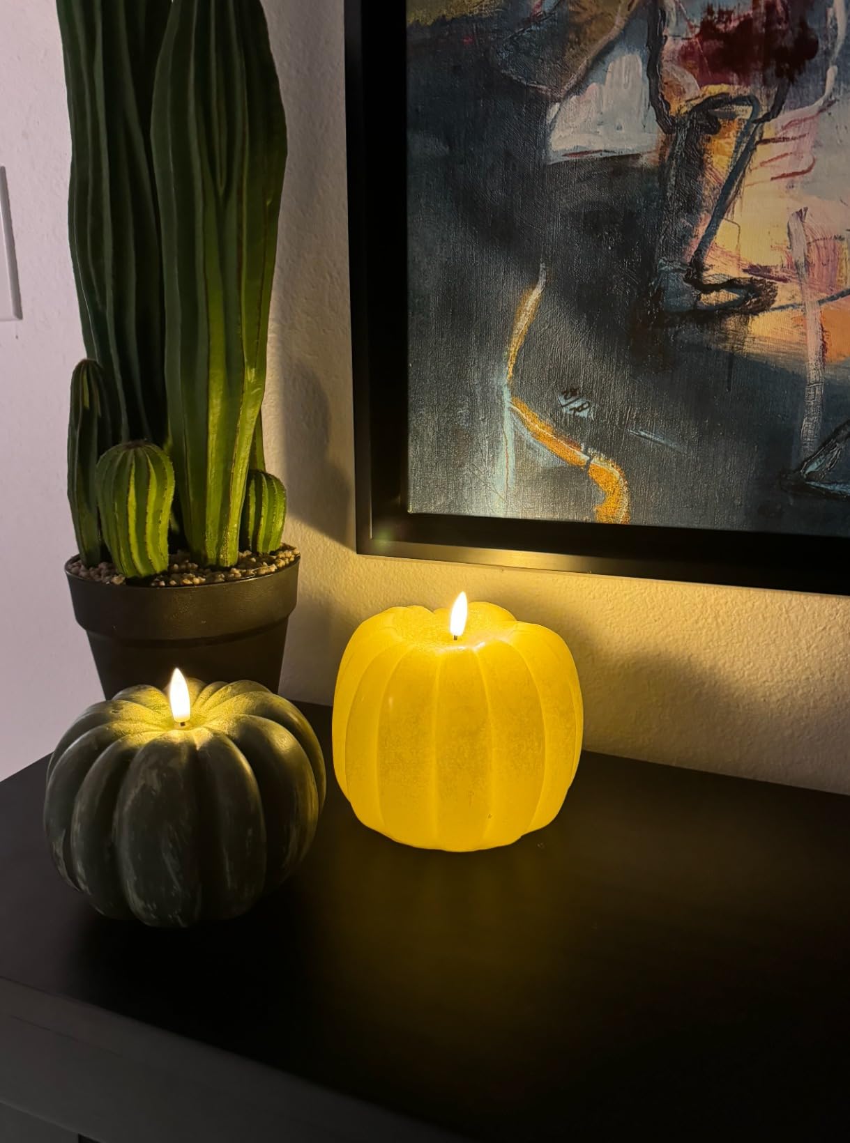 Fall Decorations for Home - Flickering Flameless Wax Pumpkin LED Candle | Timer Remote Control, Fall Decor, Thanksgiving Gifts, Autumn Farmhouse Rustic Decor, Harvest Tiered Tray Display, Indoor Use customer photo 2
