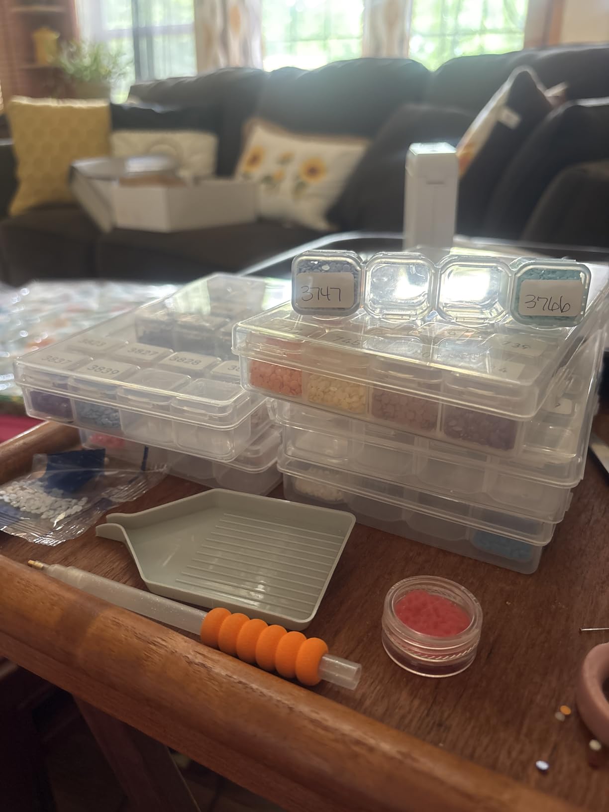 SGHUO Diamond Painting Storage Boxes 3 Pack 28 Grid Plastic Bead Organizer | Clear Plastic, Divided Compartments customer photo 1