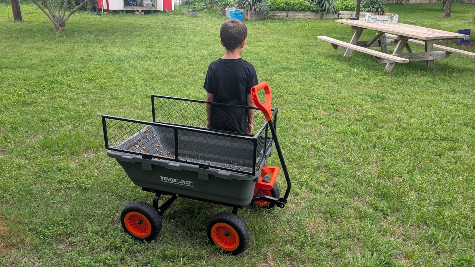 VEVOR Heavy Duty 1200lbs 7 Cu.Ft Wheelbarrow Garden Dump Cart Wagon customer photo 1