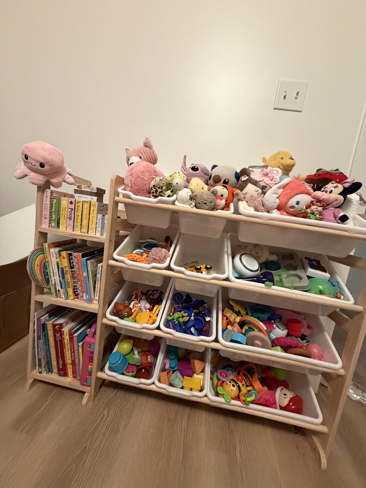 Toy Storage Organizer - Toy Organizers and Storage with Bookshelf, Toy Storage Shelf with 3 Shelves and 12 Storage Bins, Kids Bookshelf and Toy Storage for Kids Room, Playroom, Bedroom, Nursery, White customer photo 2