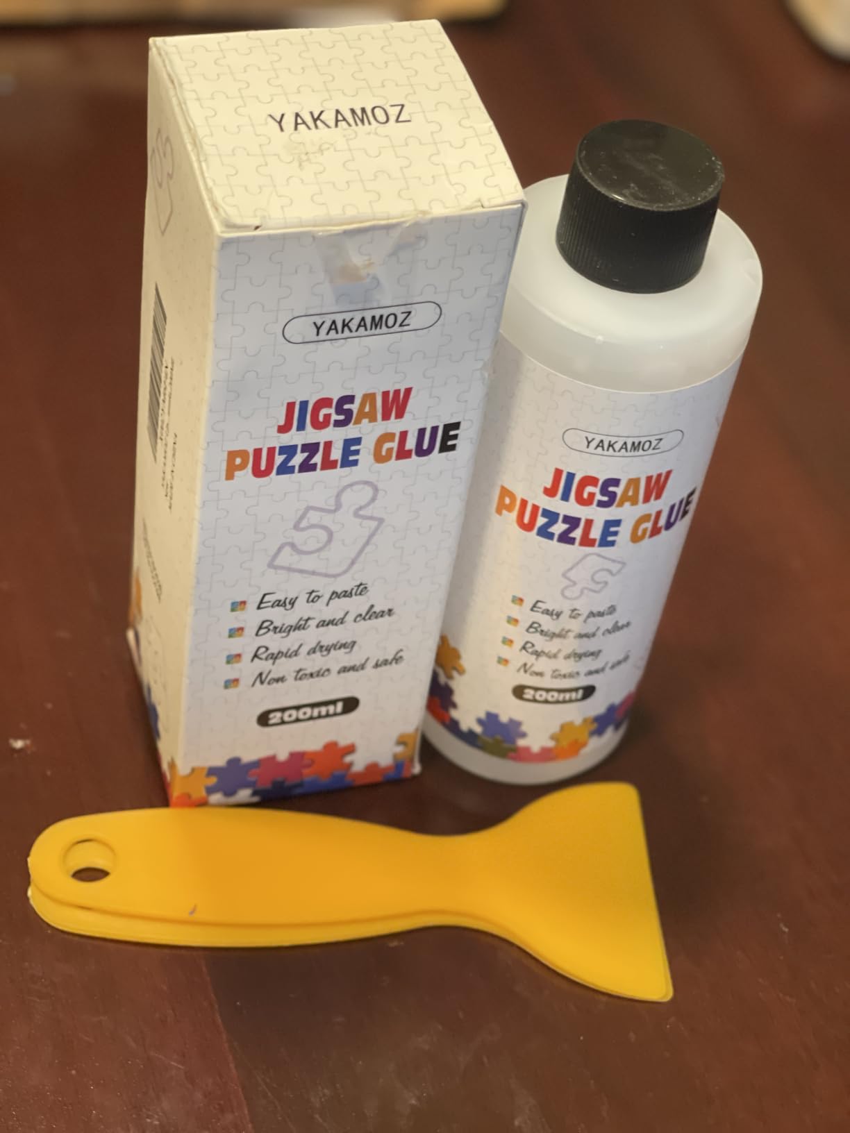 YAKAMOZ Jigsaw Puzzle Glue Clear, Quick Drying with Scraper, 400mL | Large Project Ready | Smooth Application | Multiple Creations | Hobby Essential customer photo 2
