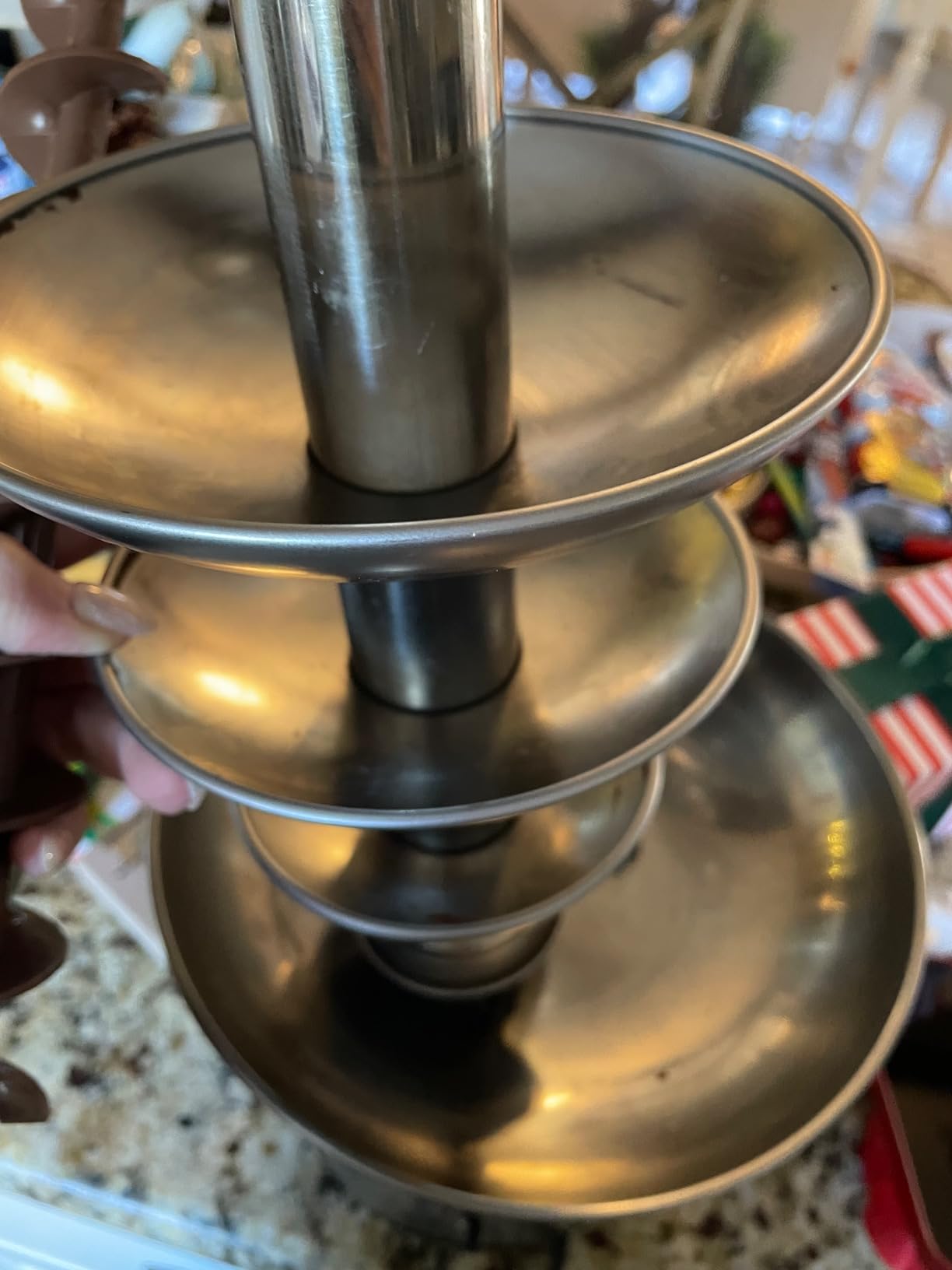 Chocolate Fountain, 4 Tier Chocolate Fondue Fountain Electric Melting Machine for Parties, Nacho Cheese, Ranch, Sauce, Wedding, Chocolate Fountain Machine with 4pcs Stainless Steel Forks (4 LB) customer photo 1