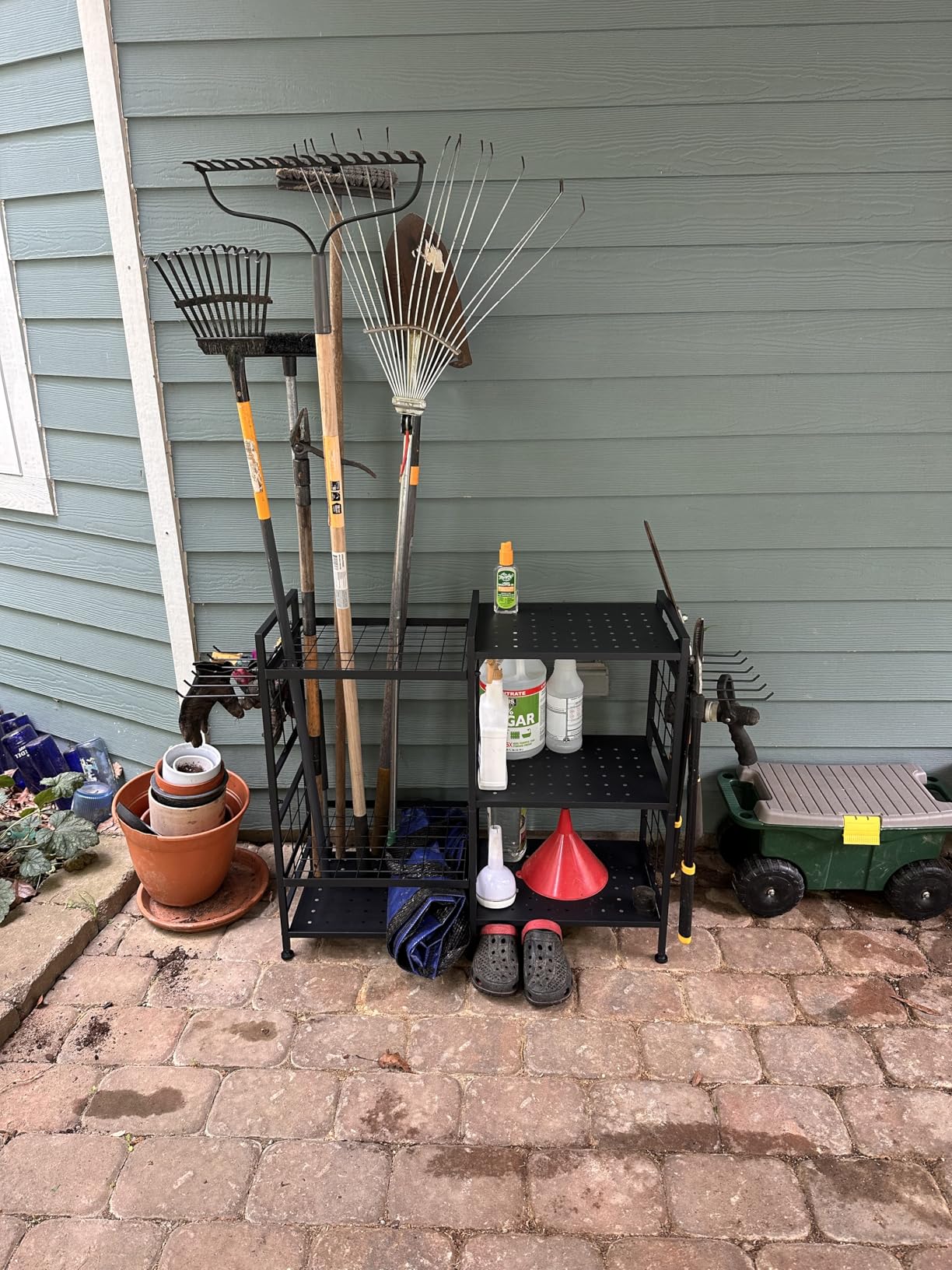 3 Tier Garden Tool Organizer, Garage Storage and Organization, Metal Yard Tools Storage up to 78 Tools, Heavy Duty Garden Tool Organizer for Garage, Yard, Patio, Shed, Indoors and Outdoors, Black customer photo 1