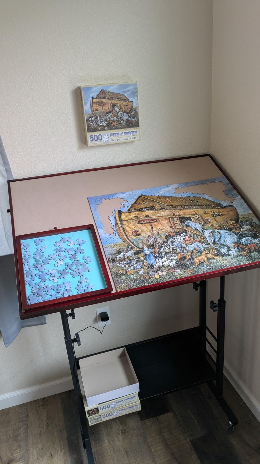 Becko US 1500 Piece Tilting Puzzle Table with 5 Drawers & Protective Cover | Height & 5-Level Angle Adjustable, Ergonomic Jigsaw Board Table for Adults, Easy to Tilt, Relieve Neck & Back Pain customer photo 1