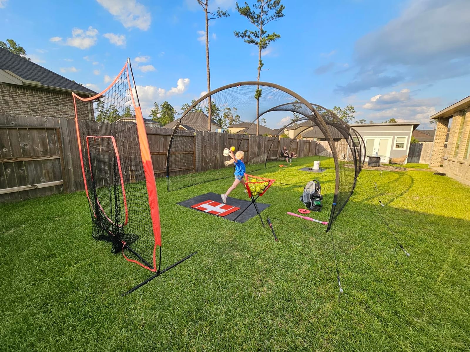 ORIENGEAR Baseball Batting Cage for Backyard, 20 x 13 x 9 ft, Fully Enclosed Hitting Cage, Baseball and Softball Training Cages, Backyard Hitting and Pitching Practice Net with Frame, 1.25