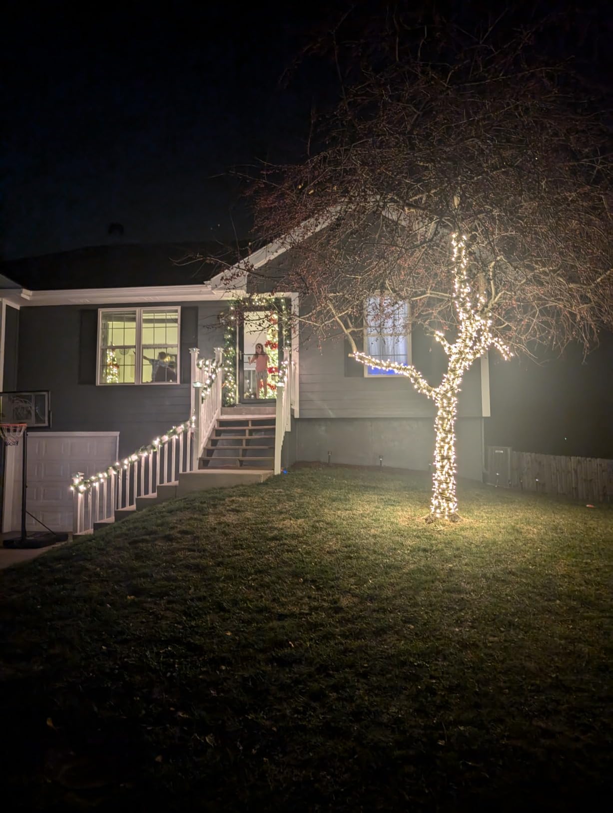 JMEXSUSS 600 LED RGB String Light Outdoor, Christmas Halloween Lights, 198 Ft Color Changing Christmas Tree Lights Plug in for Bedroom Tree Room Party Birthday Decorations, Clear Wire customer photo 2