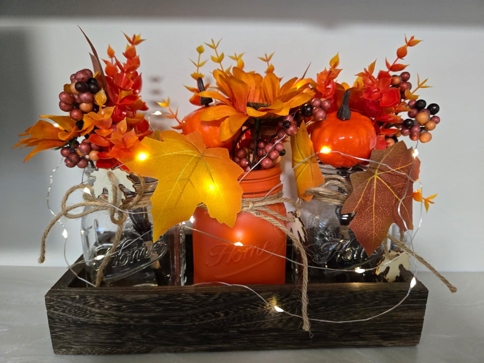Mason Jar Fall Thanksgiving Table Decorations, Centerpieces for Tables | Mason Jar Fall Table Decor, Pumpkin Thanksgiving Table Centerpieces Decor for Home Kitchen Dining Table, Fall Decor customer photo 2