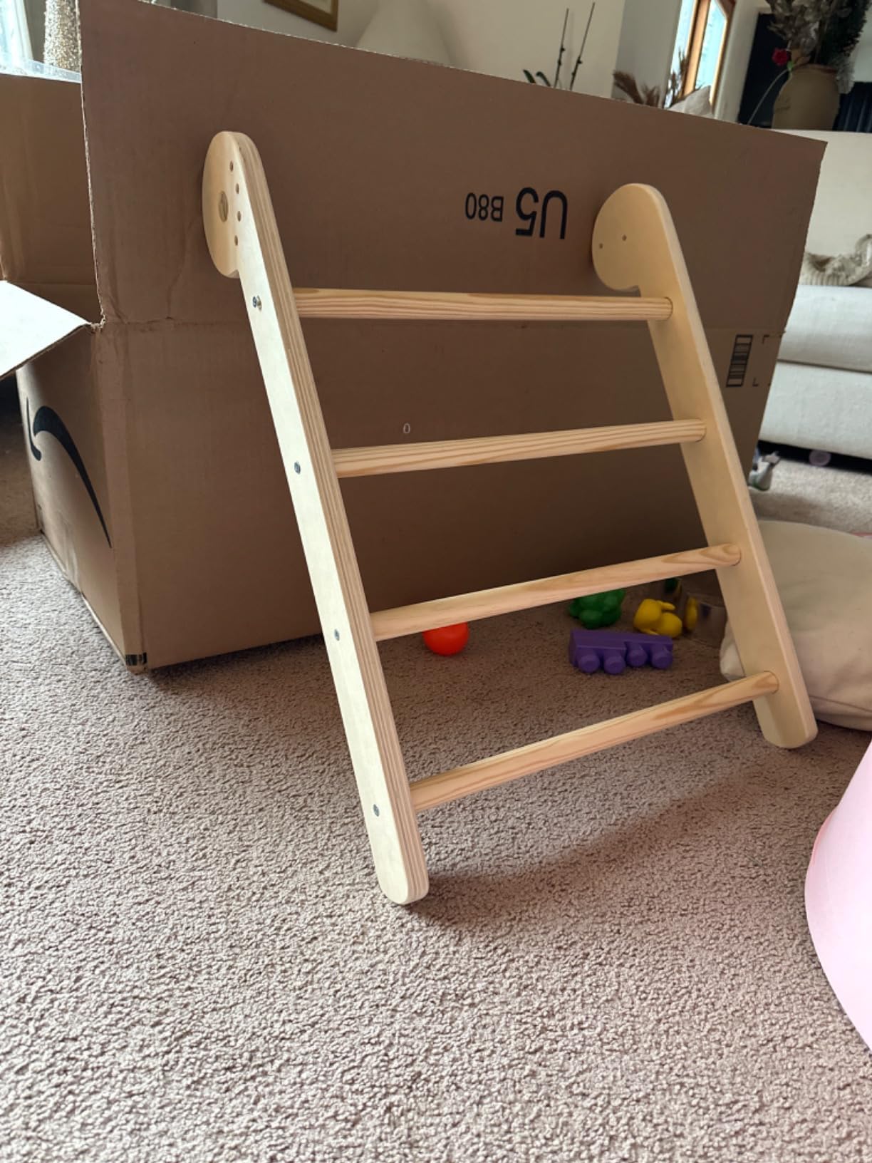 doowroodni Pikler Triangle Set 7in1 Toddler Climbing Toys Indoor Foldable Baby Climbing Toys Wooden Montessori Climbing Set with Arch, Ramp, Ladder for 1-3 Years, Jungle Gym for Kids (Natural) customer photo 1