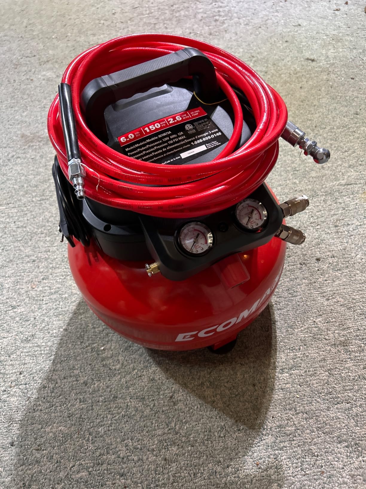 ECOMAX Air Compressor 6 Gallon 150 PSI Pancake Portable Oil-free Tank with 10 PCS Accessories Kit customer photo 2