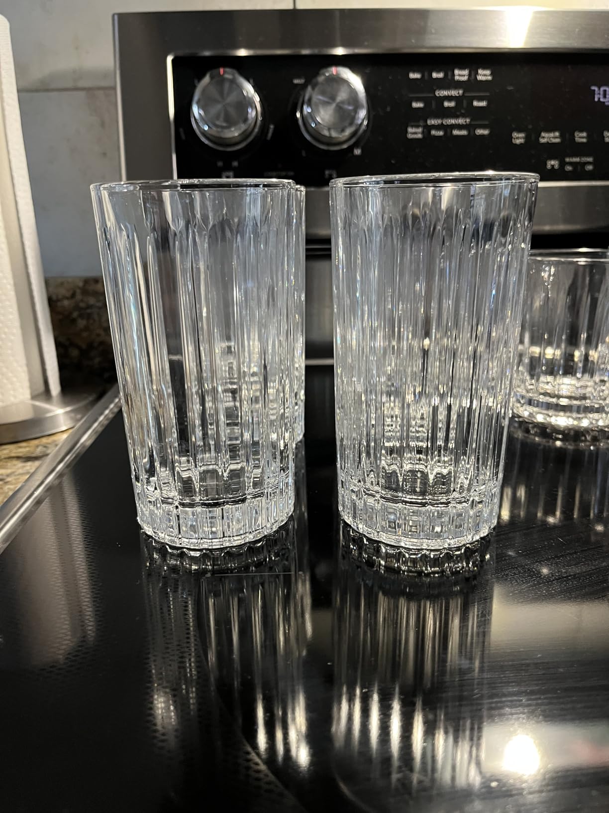 Royalrose Premium VertiLine 13.5oz Highball Glasses Set of 6 (Tall glasses) | Heavy Tall Glass Sets. Lead-Free Crystal Drinking Glasses. Water Glasses, Mojito Glass Cups, and Mixed Drink Cocktail Glasses customer photo 1