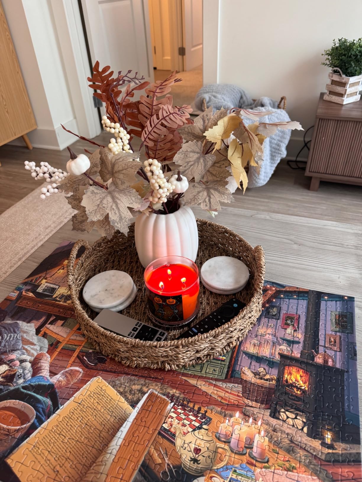 Fall Decor - Ceramic Pumpkin Vase with 15 PCS Autumn Maple Leaf Pumpkin Berry Stems - Table Centerpieces Thanksgiving Farmhouse Neutral Harvest Decorations for Home Indoor Dining Room Kitchen customer photo 1