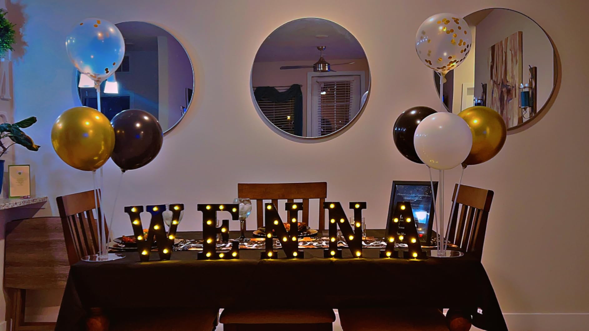 Black Marquee Letters 8.5 Inch Light Up Letters Battery Powered Letter A | Warm White LED, Battery Powered, Lightweight, Ideal for Bedroom, Party, Birthday and Holiday Decor customer photo 1