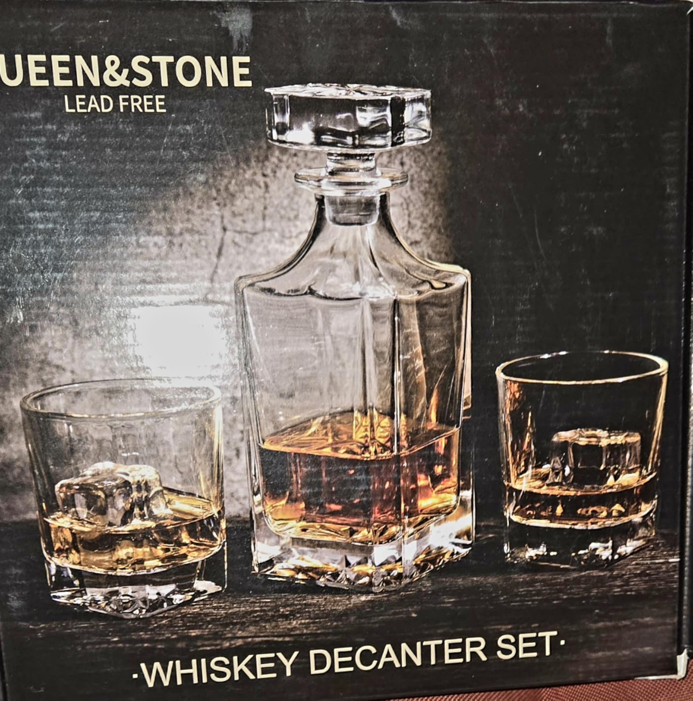 Square 25Oz Whiskey Liquor Decanter Set With 2 Glasses in Box | Decanter Set for Scotch Liquor, Whiskey Wine Bourbon Suit for Men and Women Father Coworkers Lovers customer photo 2