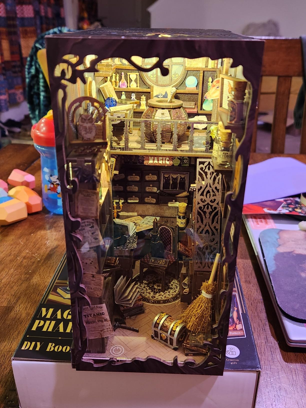 Fsolis Book Nook Kit Booknook Bookshop - OWL Bookstore | DIY Miniature House 3D Wooden Puzzles for Adults Beginners Mini Building Kit Bookshelf Decor Gifts for Women Book Lovers customer photo 1