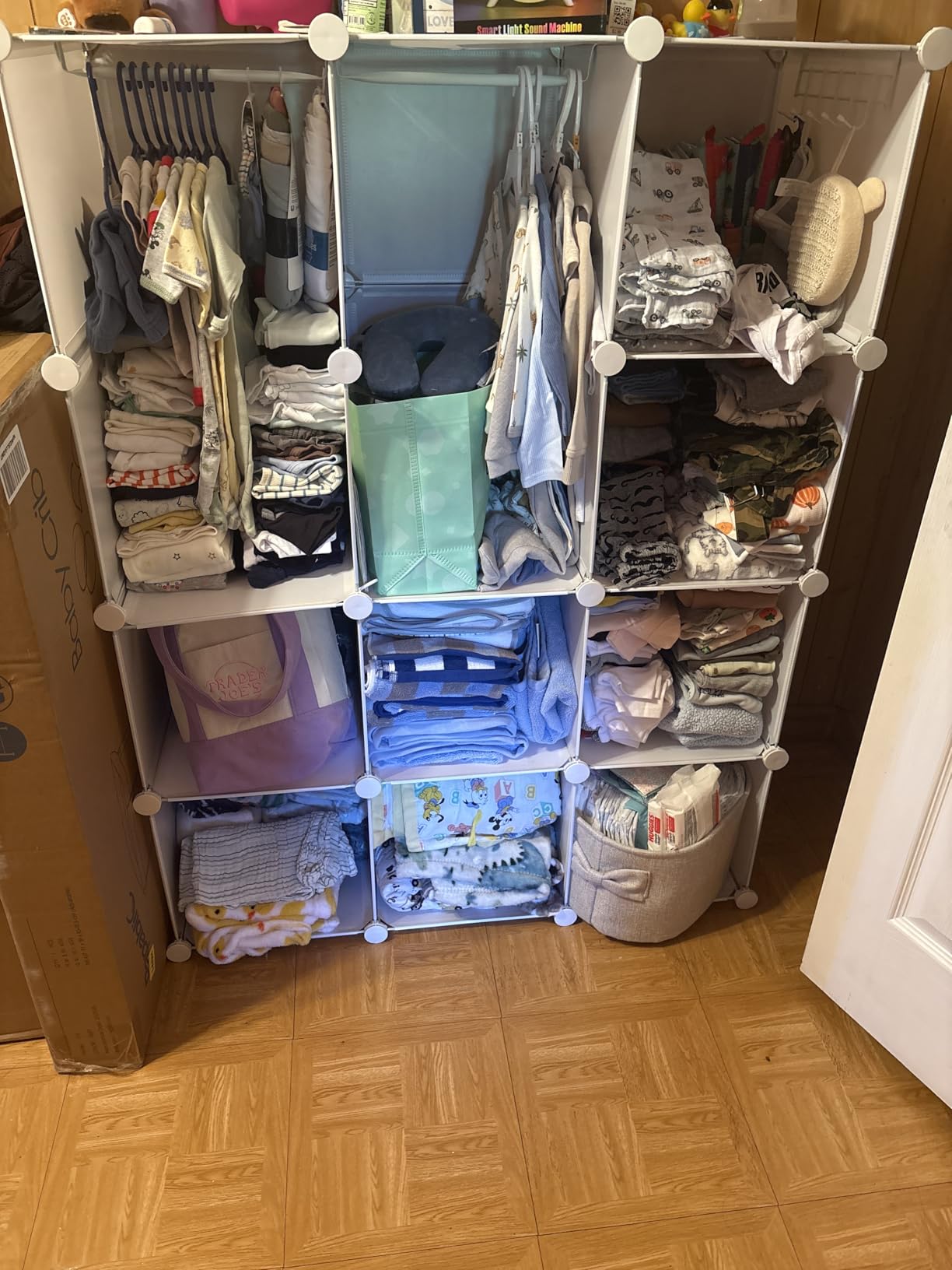 Baby Closet Organizer for Nursery - Durable Baby Wardrobe Armoire for Closet - Customizable Dresser Shelves - Waterproof Shelf Clothes Organizer w/Wall Fixation (Pink) customer photo 2