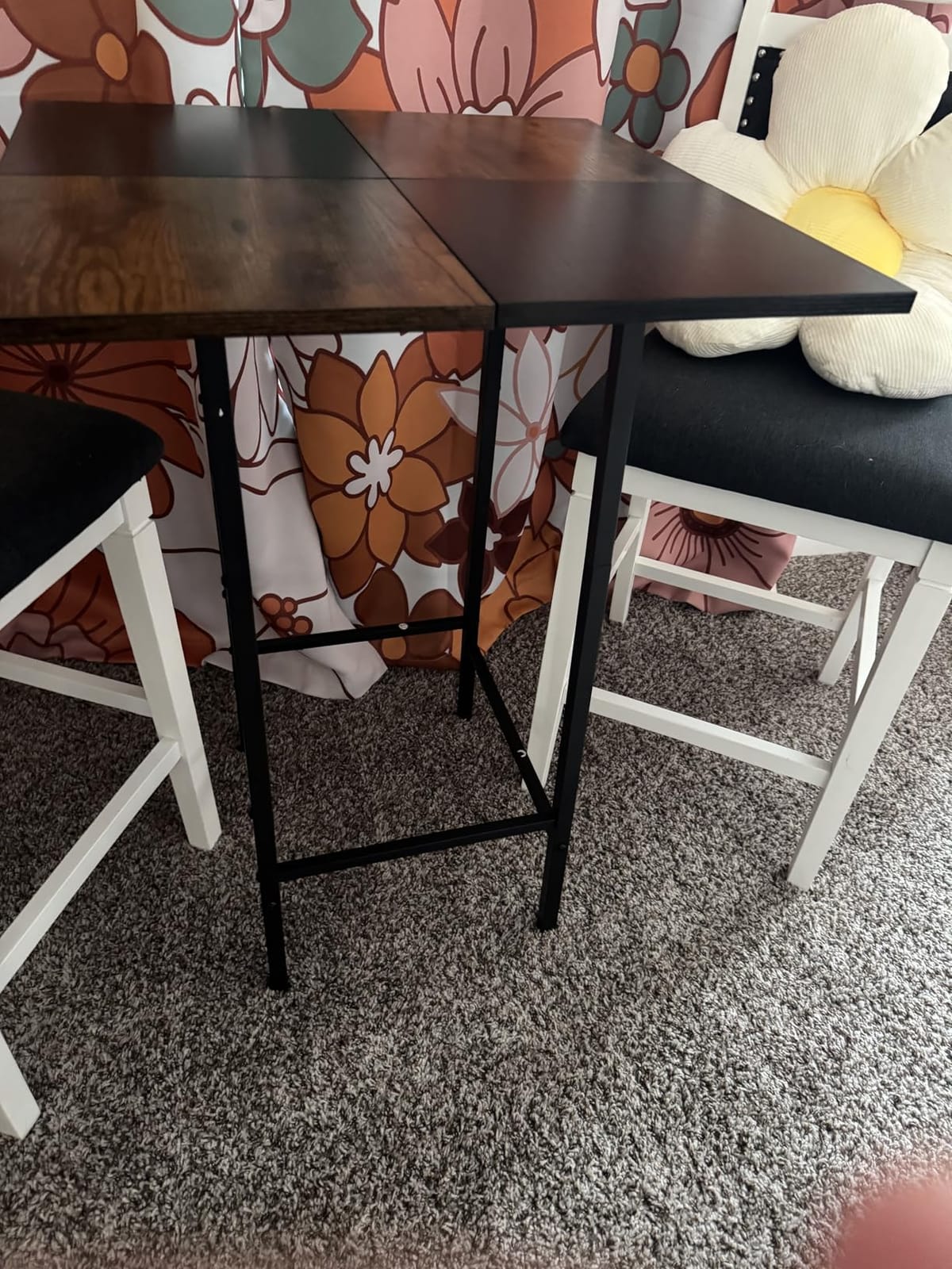 Bar Table, Kitchen Dining Table, Bar Counter Height Table, Pub Color Matching Breakfast Table, for Dining Room, Tavern, Coffee Corner, Party, Rustic Brown and Black BT02BR customer photo 2