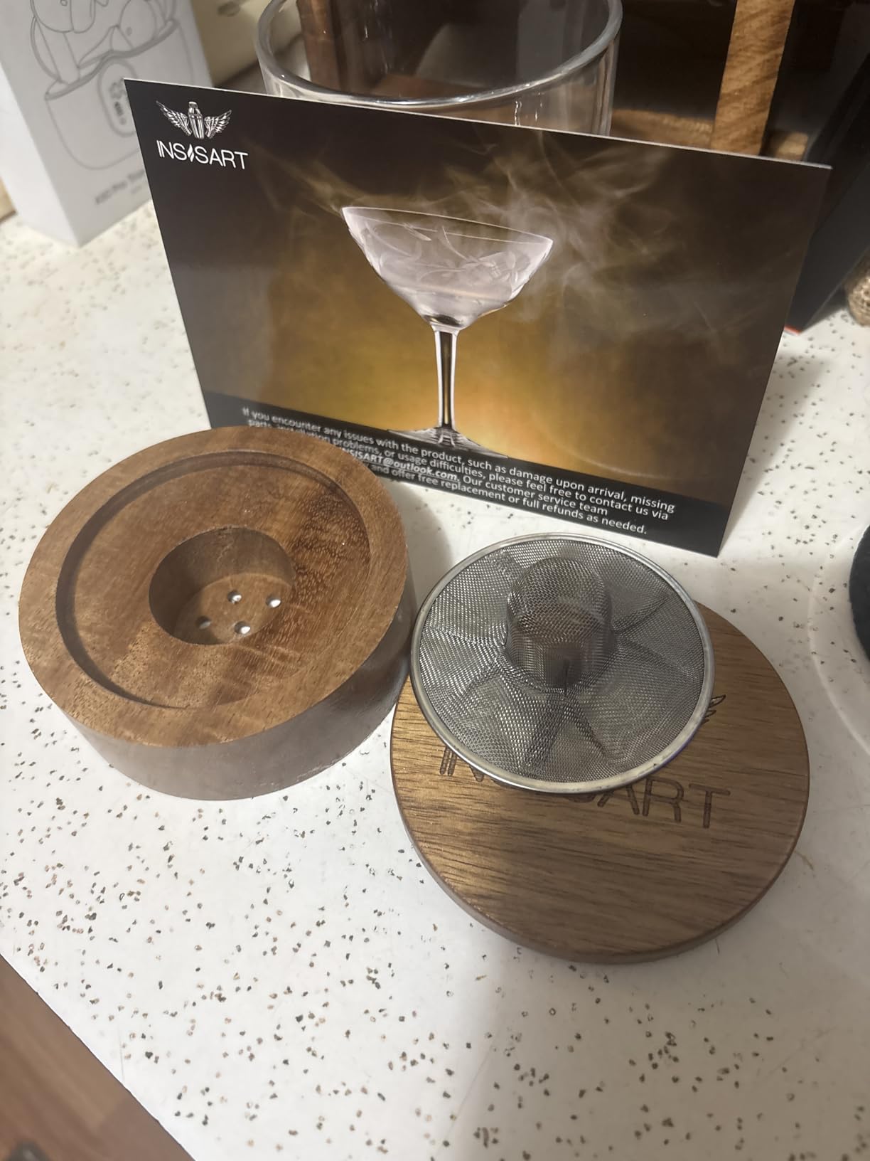 INSISART Whiskey Smoker Kit, Old Fashioned Smoker Kit with Barrel, Charred | Patent Pending, with torch and 6 wood chips, Smoke infuser for cocktails and bourbon, Whiskey Gifts for Men, Dad (NO Butane) customer photo 2
