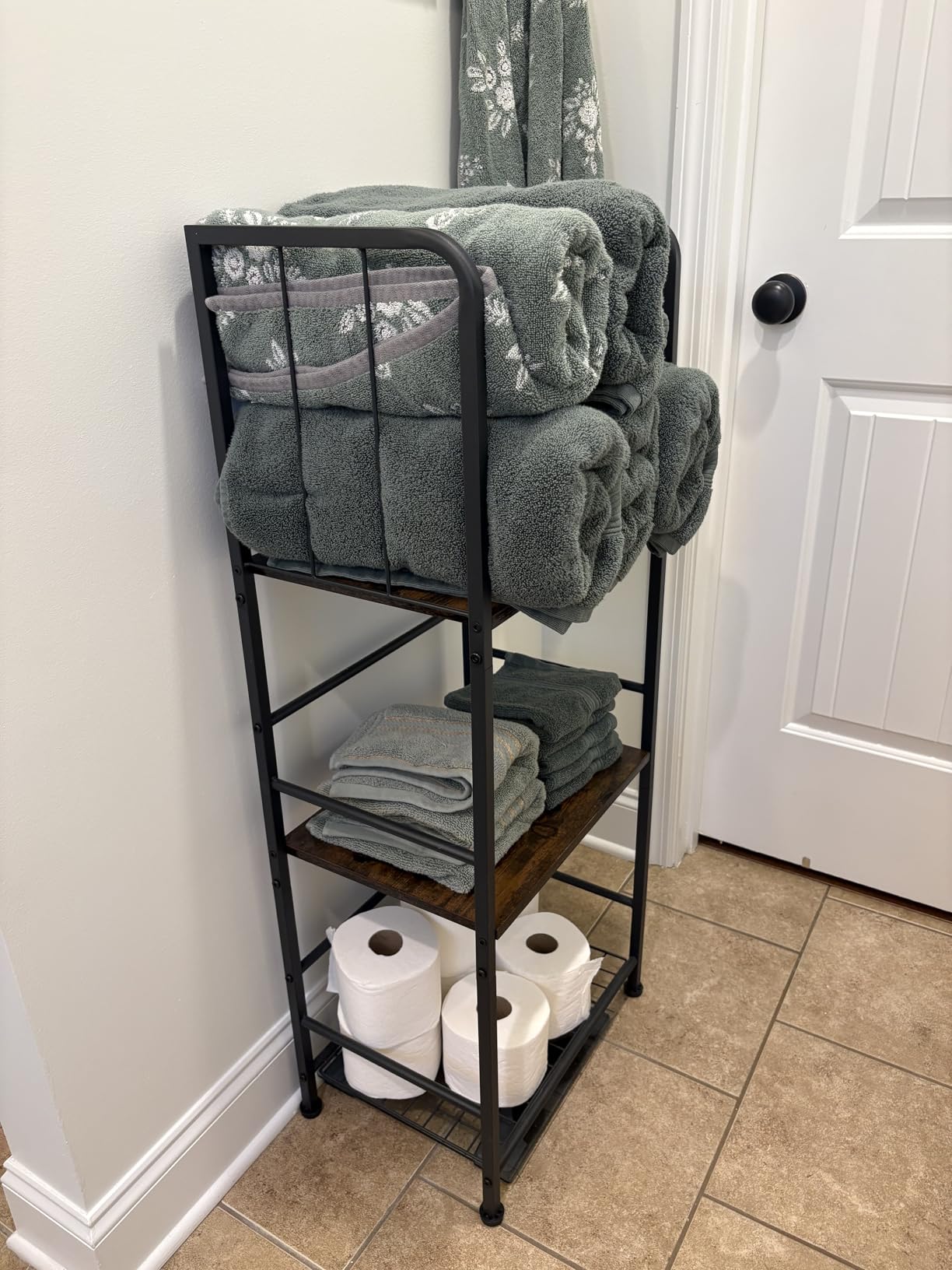 3-Tier Freestanding Towel Racks for Bathroom, Towel Rack Stand | Detachable M-shaped Dividers for Bath Towel Storage Premium Iron & Wood Holder Crafted for Bathroom Organization customer photo 1