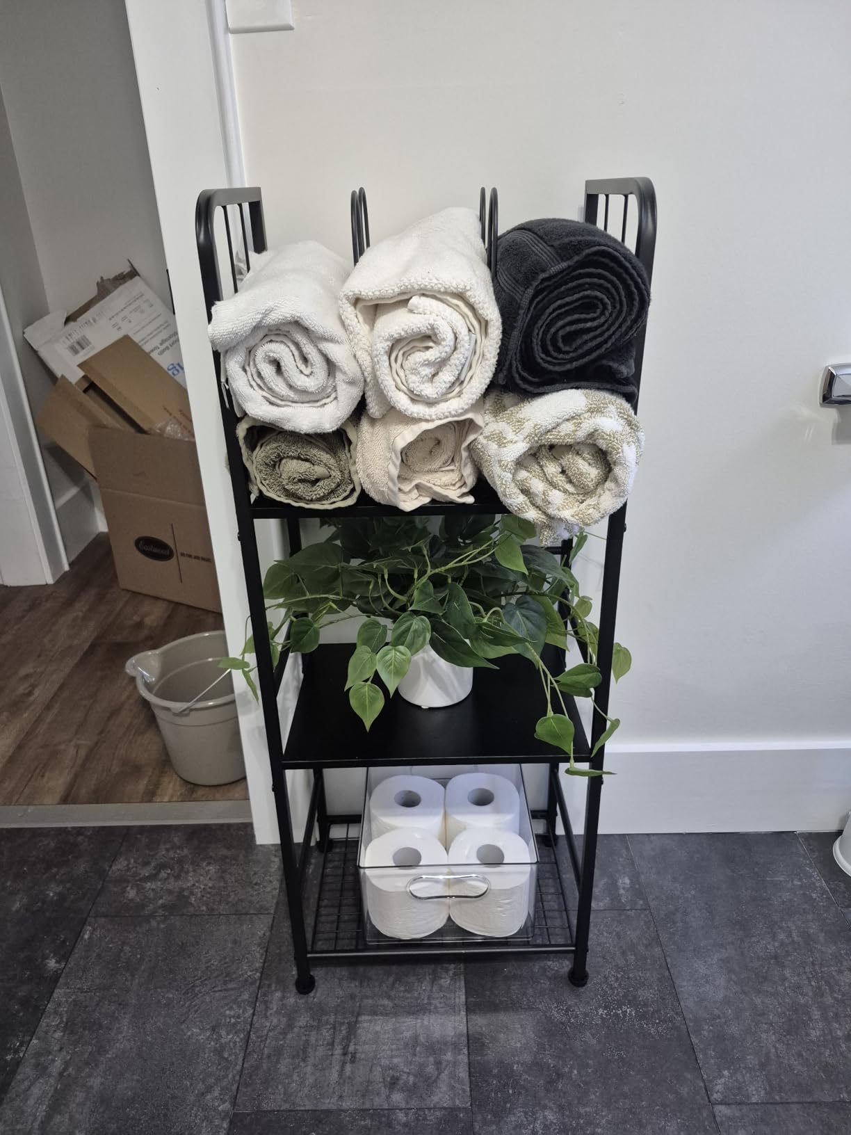 3-Tier Freestanding Towel Racks for Bathroom, Towel Rack Stand | Detachable M-shaped Dividers for Bath Towel Storage Premium Iron & Wood Holder Crafted for Bathroom Organization customer photo 2