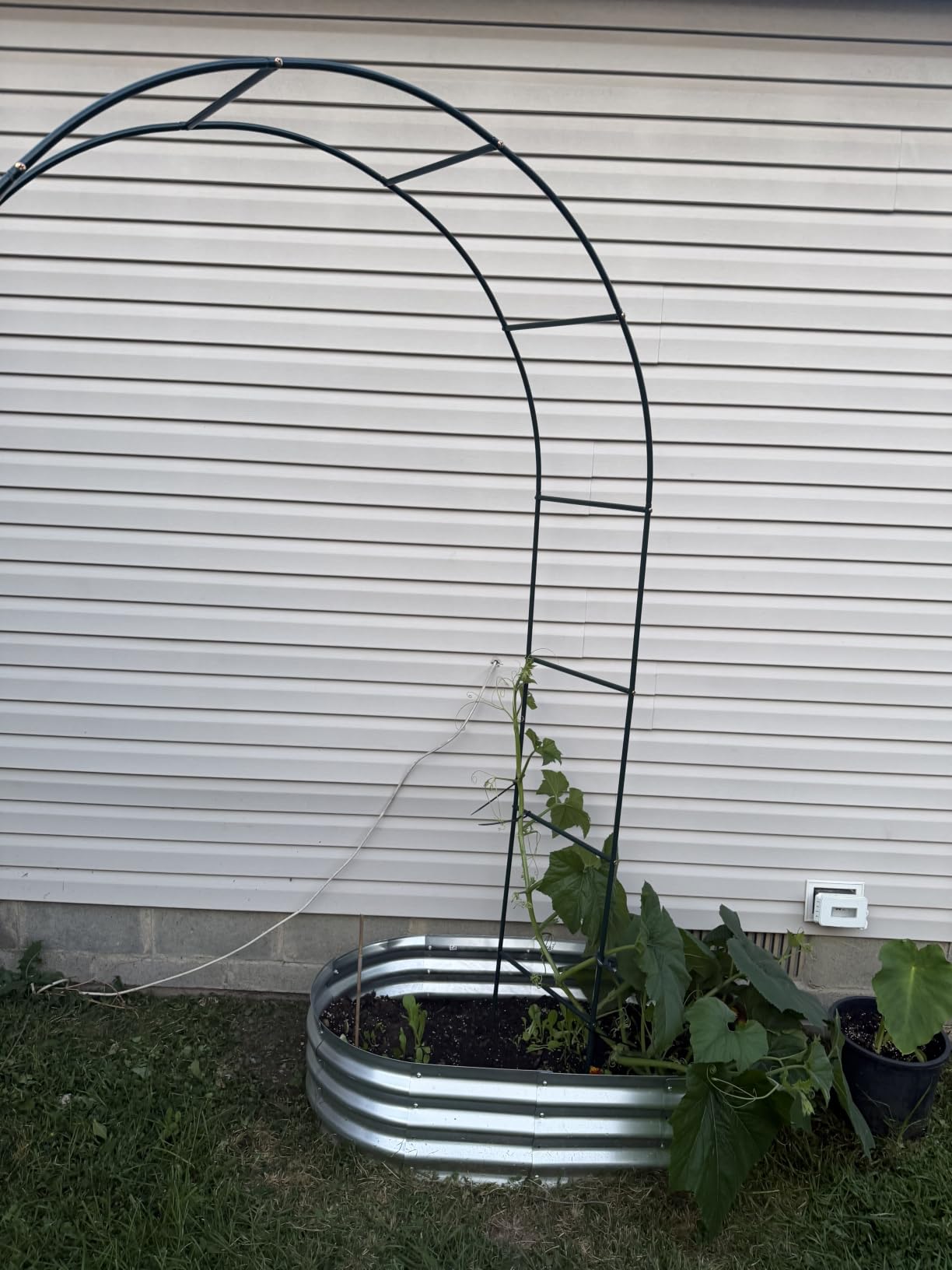 RUBFAC 7.8ft Garden Arbor, Metal Arch Frame for Wedding Ceremony, White Archway Garden Trellis for Climbing Plants customer photo 1