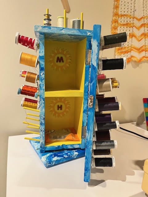 New brothread 129 Spools(DIY) 360° Fully Rotating Wooden Thread Rack/Thread Holder Organizer with Double Doors(Inner Space Hold ≤ 500M Thread Spools) for Sewing, Quilting, Embroidery, Hair-braiding customer photo 2