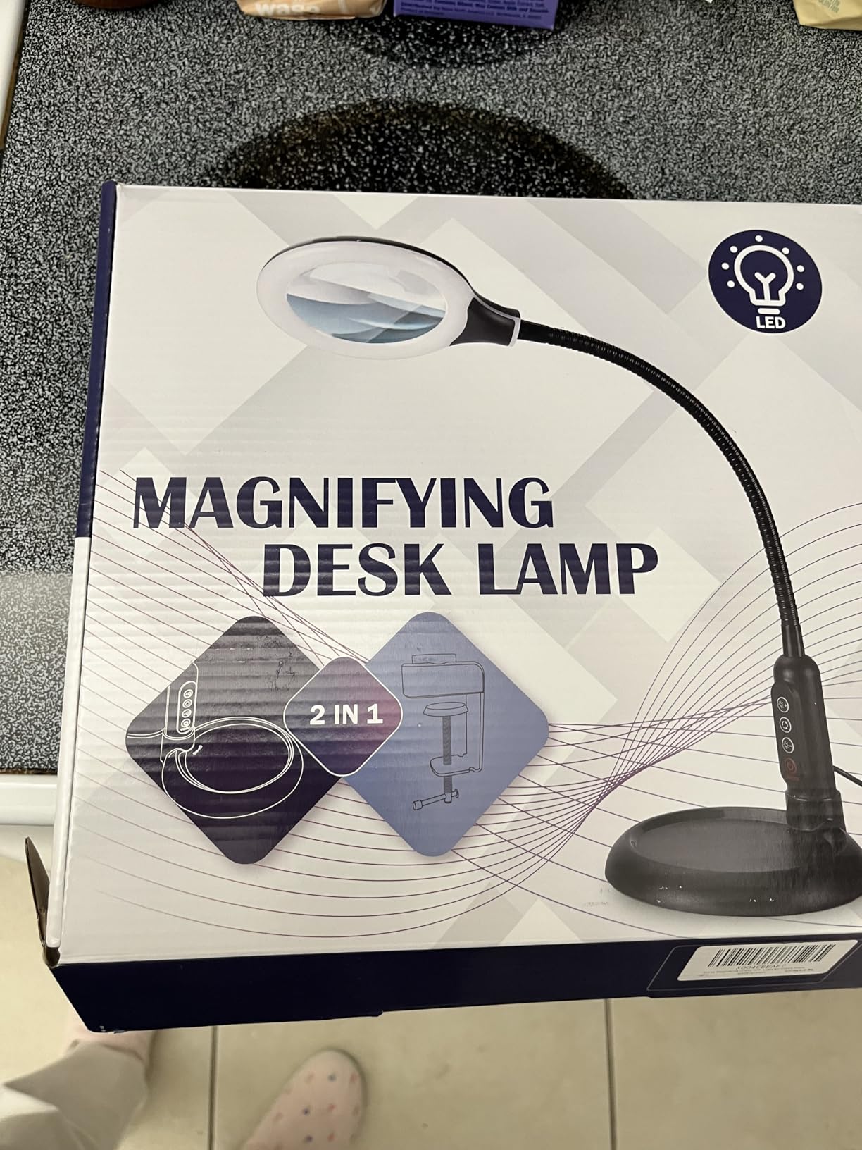 12X Magnifying Glass with Light and Stand, Real Glass, LED 5 Color Modes, Brightness Stepless Dimming Lighted Magnifier Hands Free with Flexible Gooseneck Desk Clamp Lamp for Close Work, Craft, Hobby customer photo 2