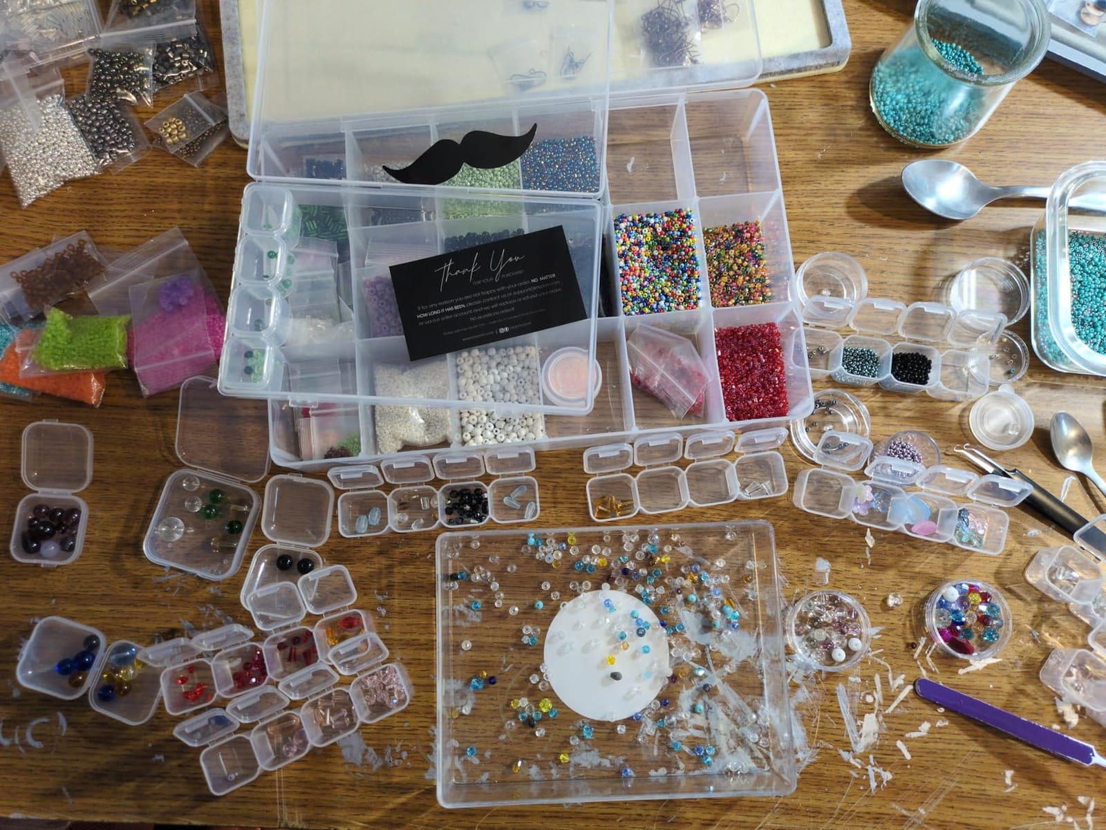 Mr. Pen- Bead Storage Containers, 28 Grids, 2 Pack, Transparent Pink | 160 pcs Label Stickers, Transparent, Small Bead Organizer Box, Diamond Art, Diamond Painting Organizer customer photo 1