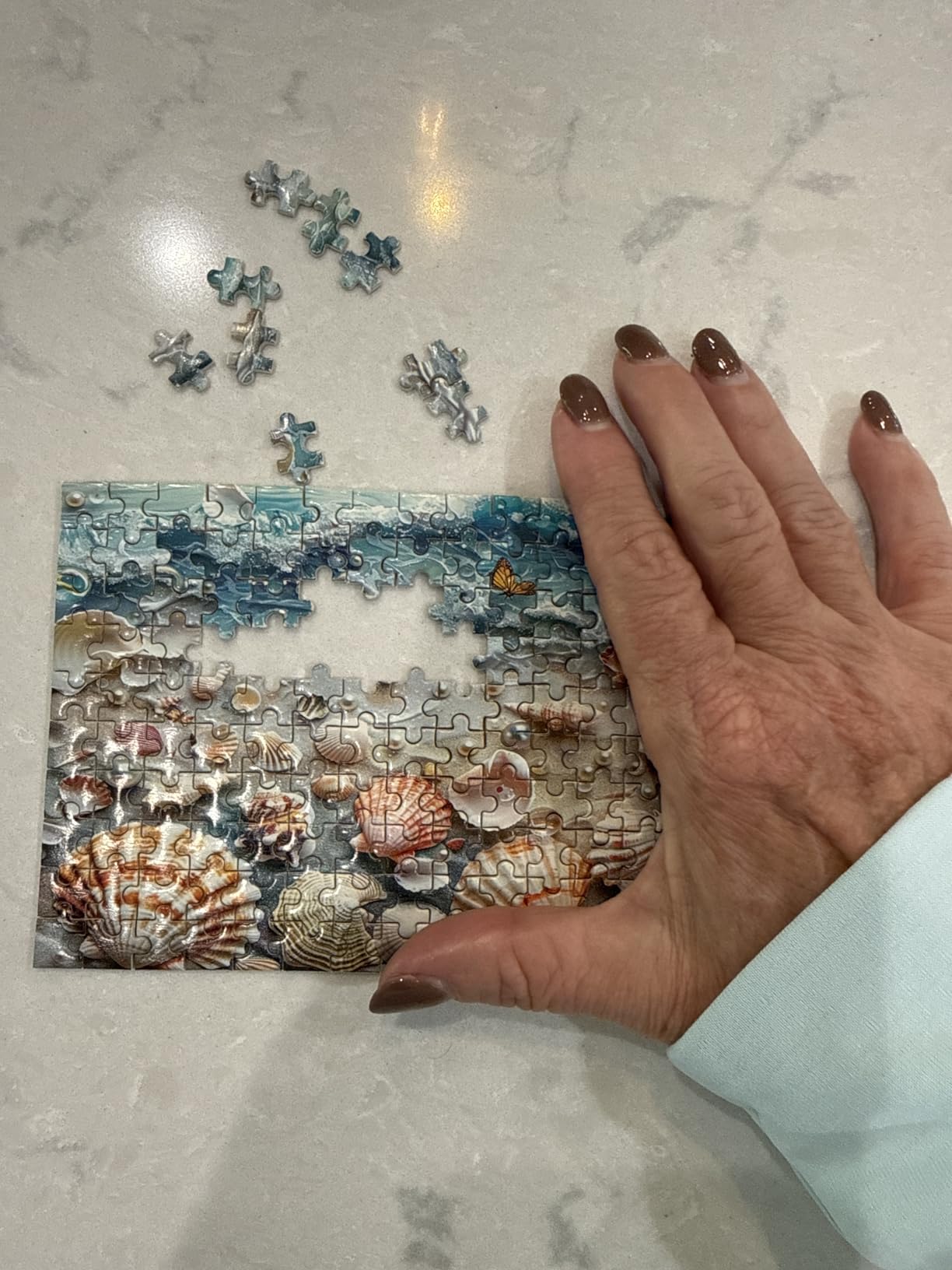 Mini Jigsaw Adults HENGCHI 150 Pcs Ocean Marine Life 6x4 Challenging | travel size puzzle, waterproof tube premium recycled paper, sea fish coral underwater 3-pack gift set customer photo 1