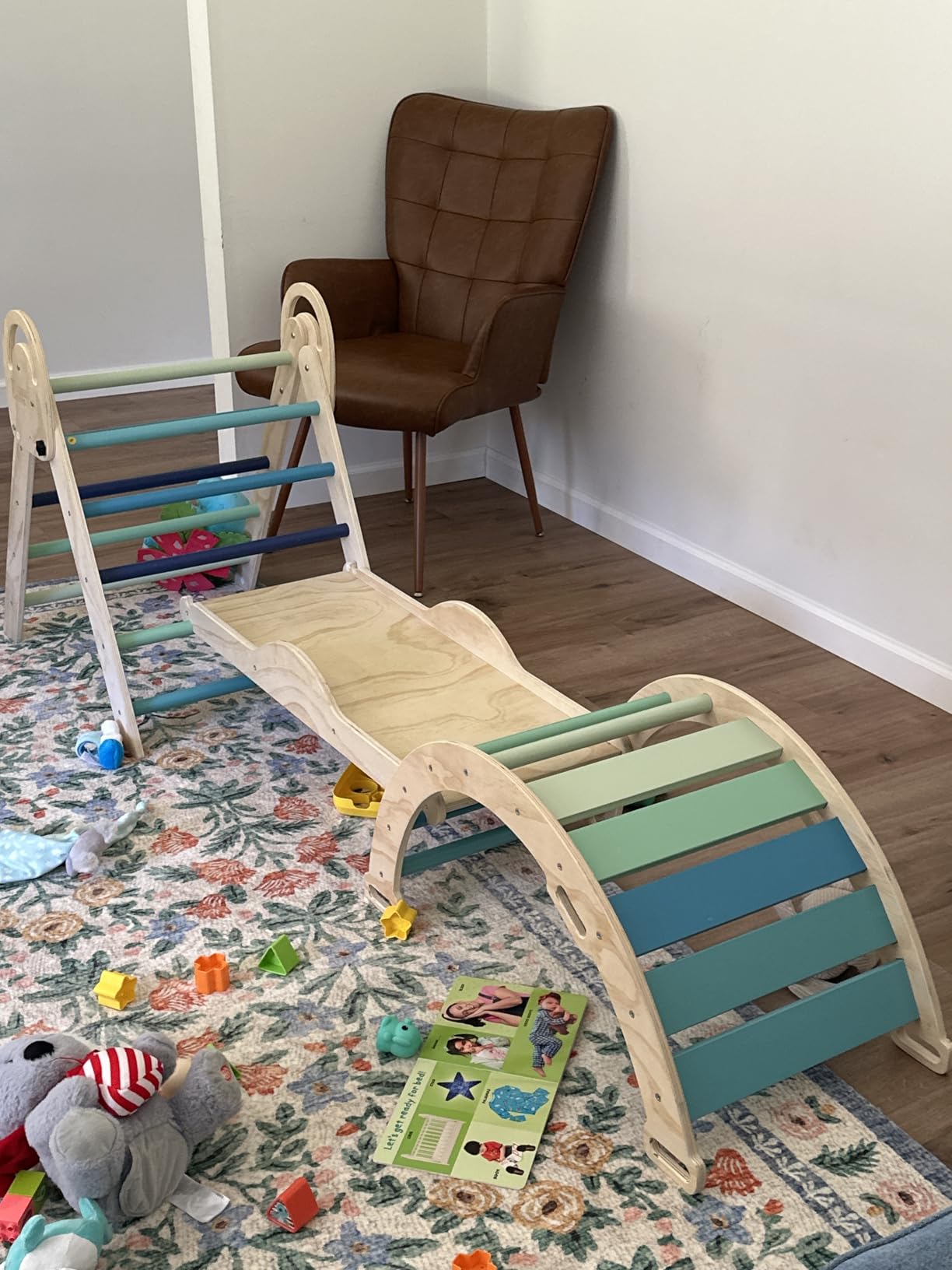 ElegantCrafts Pikler Triangle Set with Cushion, Montessori Climbing Set, Indoor Climb Toys, Indoor Playground Jungle Gyms, 9 Combinations Climbing Toy Set for Toddler, Baby, Kids 1-4 customer photo 2