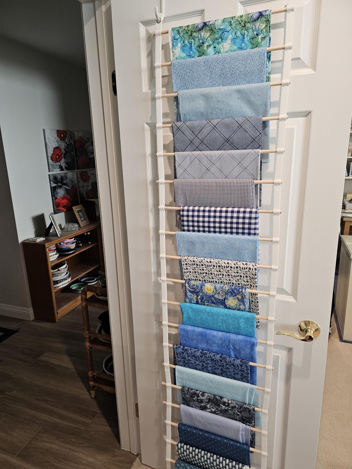 Sewing Room Hanging Wall Fabric Organizer, Over The Door 20-Shelf Cloth Organizer with 4 Hooks, Closet Hanging Fabric Storage for Sewing & Quilting Collection(16.5 Inch) customer photo 2