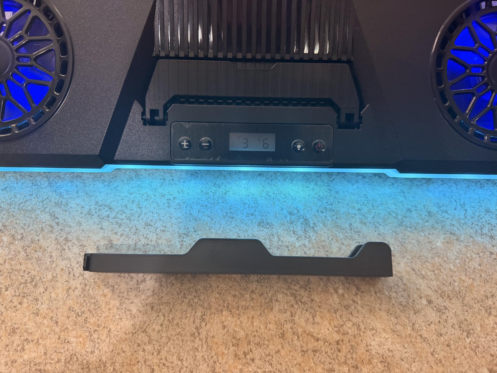 ChillCore Laptop Cooling Pad, RGB Lights Laptop Cooler 9 Fans for 15.6-19.3 Inch Laptops, Gaming Laptop Fan Cooling Pad with 8 Height Stands, 2 USB Ports - A21 Blue customer photo 1