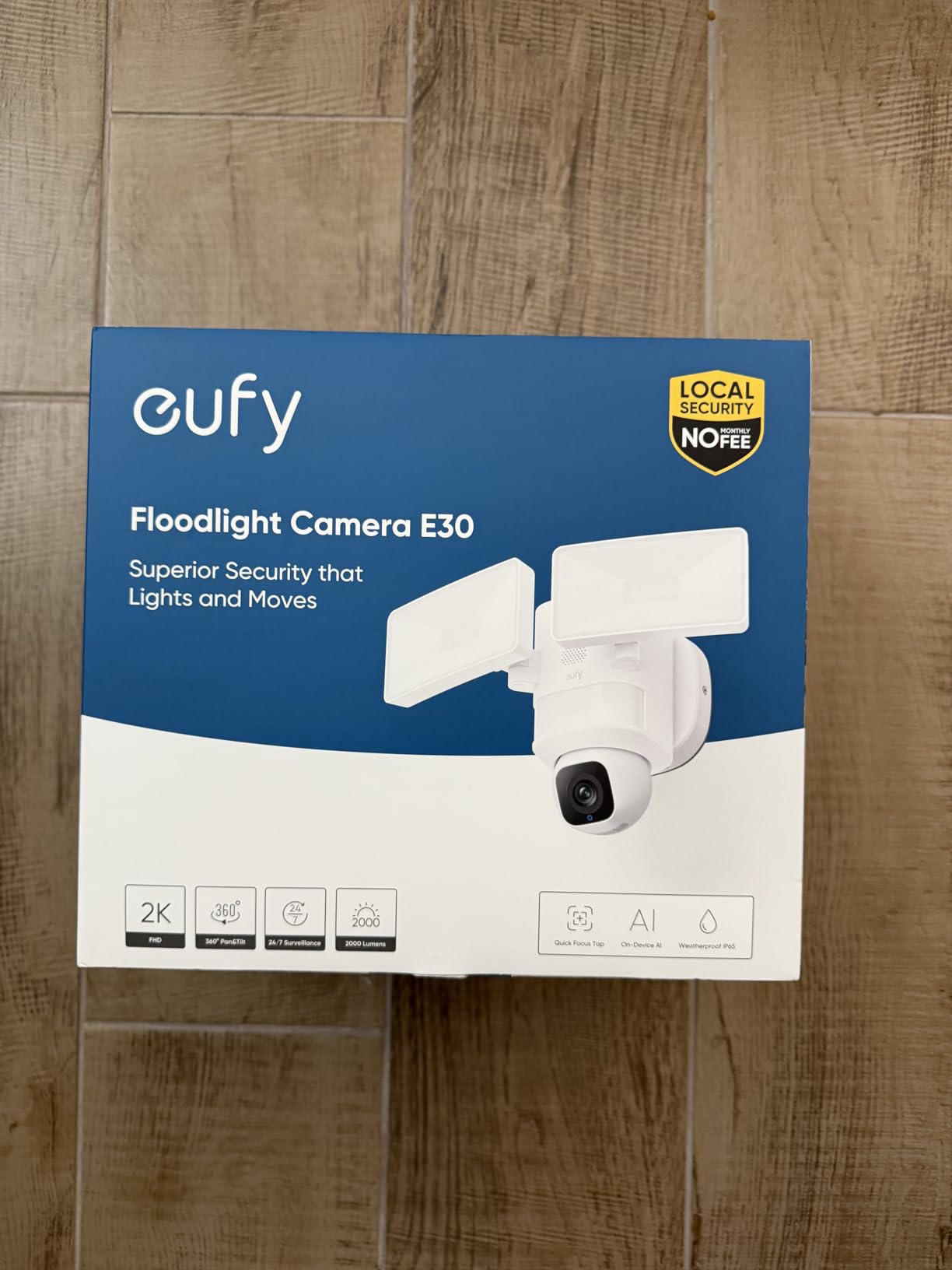 eufy Security Floodlight Camera E30, 2K, AI Detection & Tracking, Outdoor customer photo 1